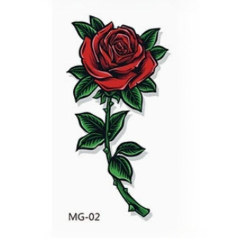 Waterproof Temporary Tattoo Stickers Beautiful Flower Rose Fake Flash Unisex Diverse And Skin Friendly Fashion Tattoos Painting