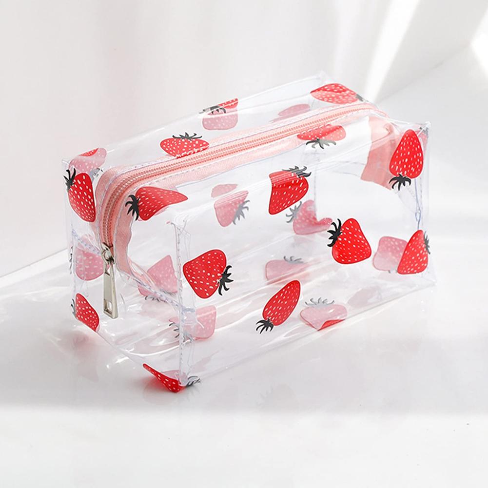 

PVC Waterproof Transparent Makeup Bag Kawaii Student Stationery Pencil Case Girls Zipper Makeup Cosmetic Bag Travel Toiletry Bag