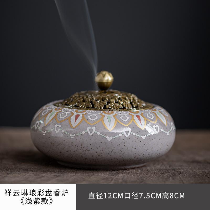 Colour Enamels Plate Incense Burner Home Indoor Aromatherapy Furnace Tea Ceremony Incense Ornament Short Ai Zhu Incense Box