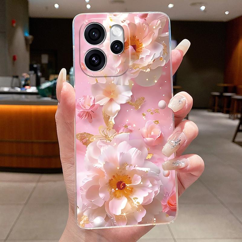For OPPO Reno 15F 5G Case CPH2801 Clear Fashion Butterfly Flower Soft TPU Silicone Cover For OPPO Reno15 F Reno 15 FS Phone Case