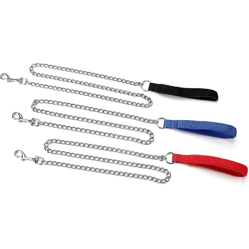 Heavy Duty Dog Chain Leash, Metal Dog Leash for Medium Dogs and Large Dogs (Black, 6ft. X 3.0mm)