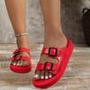 Large size platform slippers women's belt buckle sandals women's