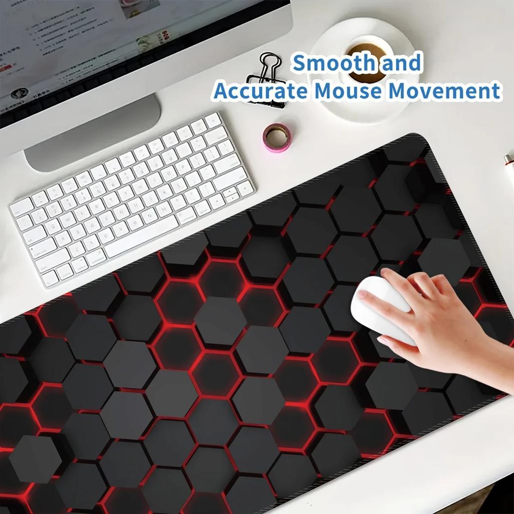 Hexagon Large Gaming Mouse Pad Rectangular XXL 900x400 Non-Slip Washable Rubber HD Keyboard Office Desk Mat Computer Accessories
