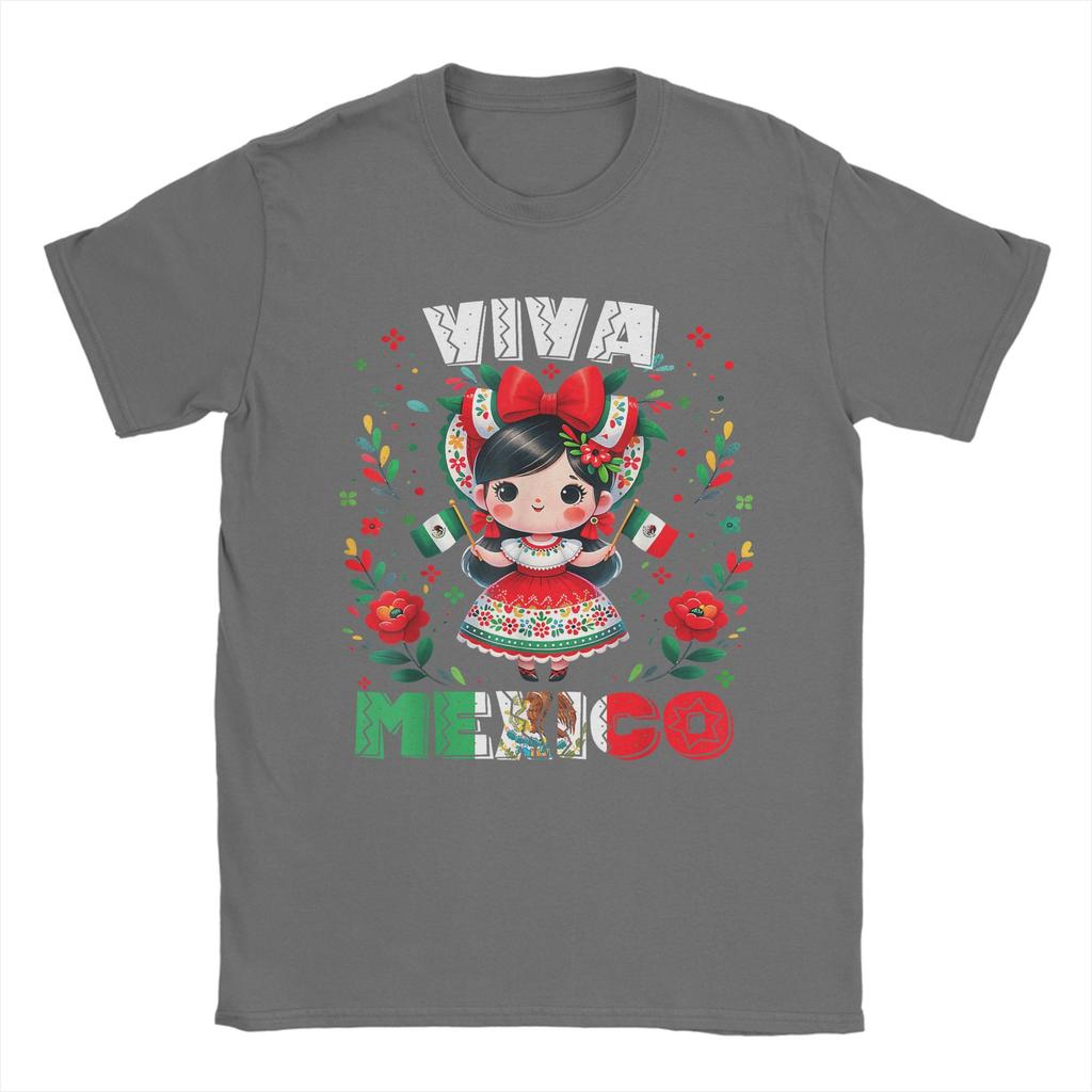 Unique Viva Mexico Mexican Girl Flag Independence Day T-Shirt T-Shirt for Men Crew Neck T Shirt  Short Sleeve Tees Tops