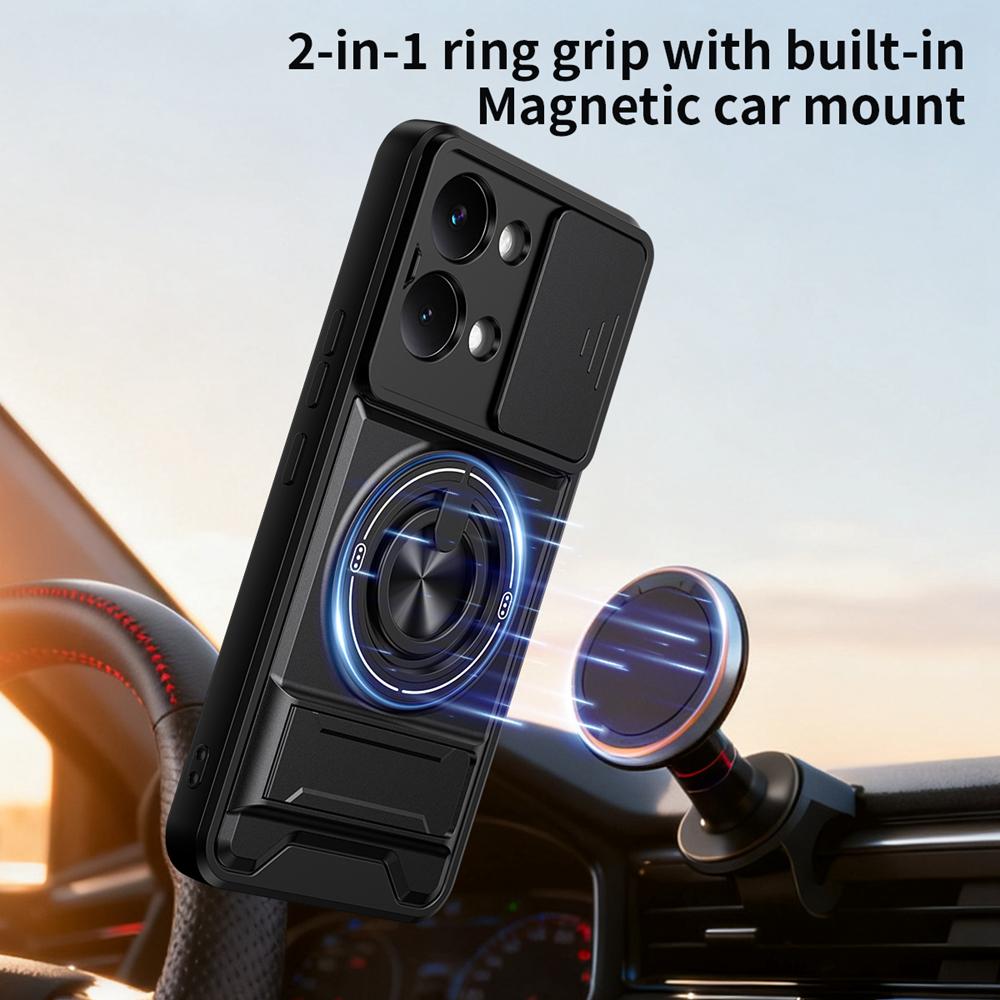 KEYSION Magnetic Phone Case for Xiaomi POCO X8 Pro Max Slide Camera Protection Upright Kickstand 360° Ring Shockproof Back Cover