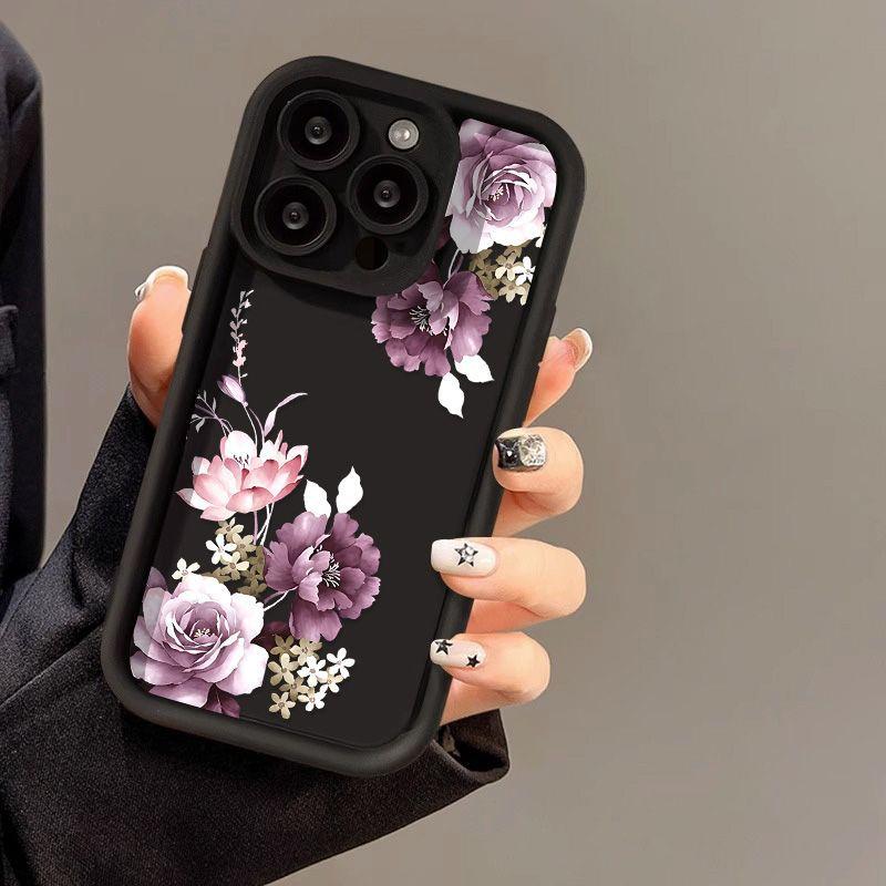 Purple Flower for iPhone17promax Mobile Phone Case 16 Apple 14 Matte 16/15 Premium 13 Soft Case