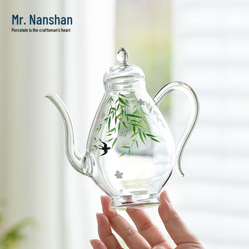 Nanshan Mr. Chinese Style Decal Glass Teapot