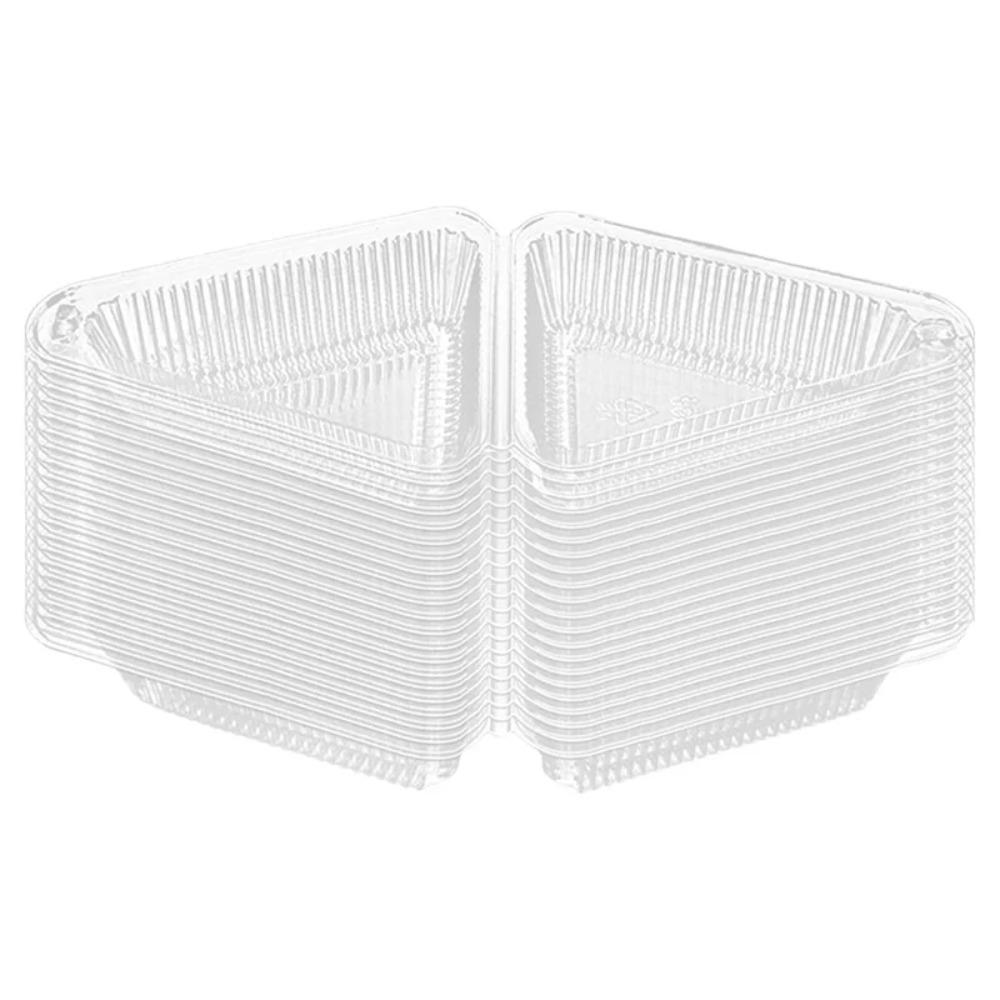 50pcs Plastic Cake Slice Boxes Clear Cheesecake Take Out Box Sandwich Packing Box  Commercial