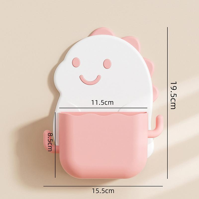 No-Drill Cartoon Dinosaur Wall-Mounted Storage Box, No Installation Required, Multi-Functional Storage Solution.