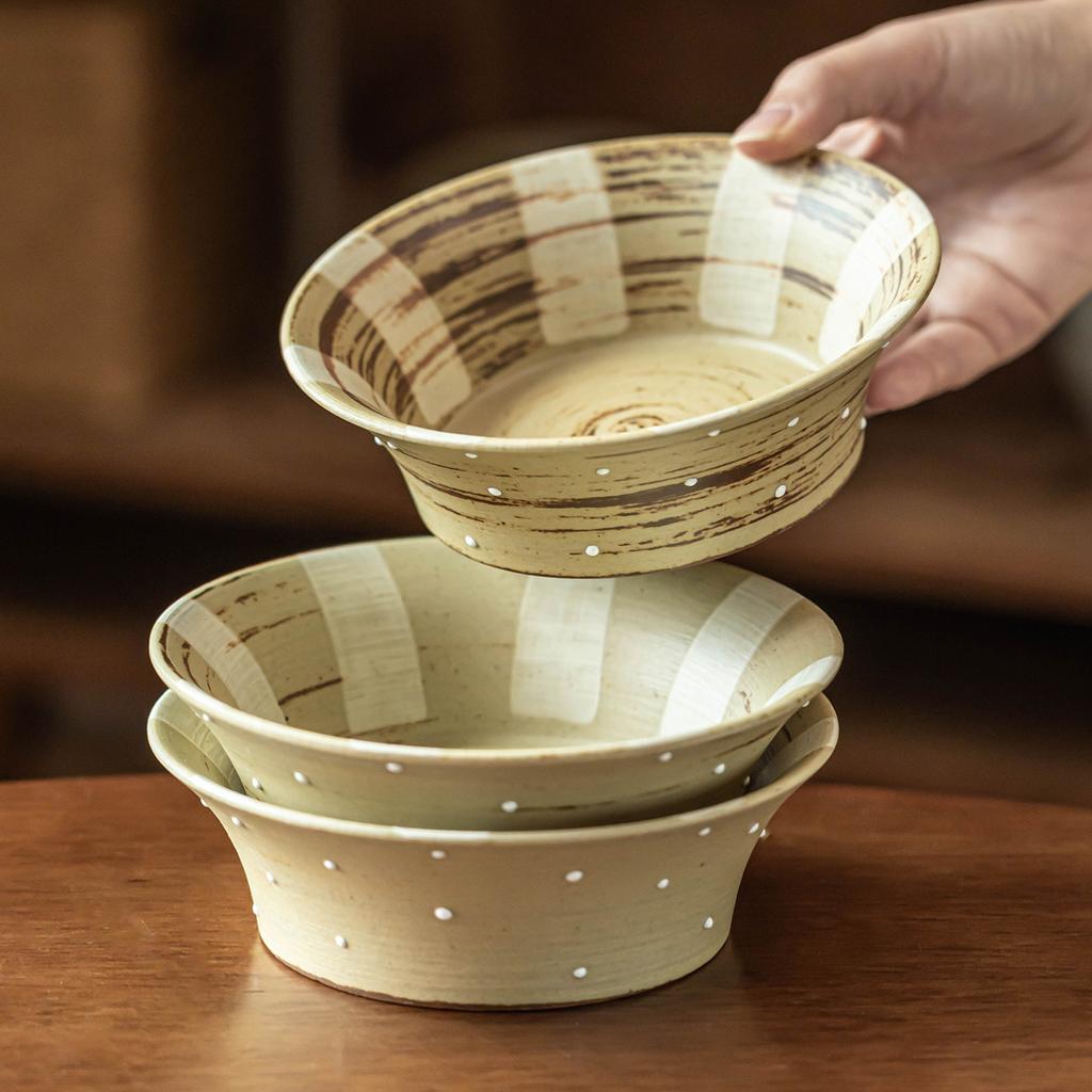 Creative Open Bowl Coarse Pottery Tableware Bowl Household Ceramic Noodle Bowl Salad Bowl Japanese Instant Noodle Bowl B & B
