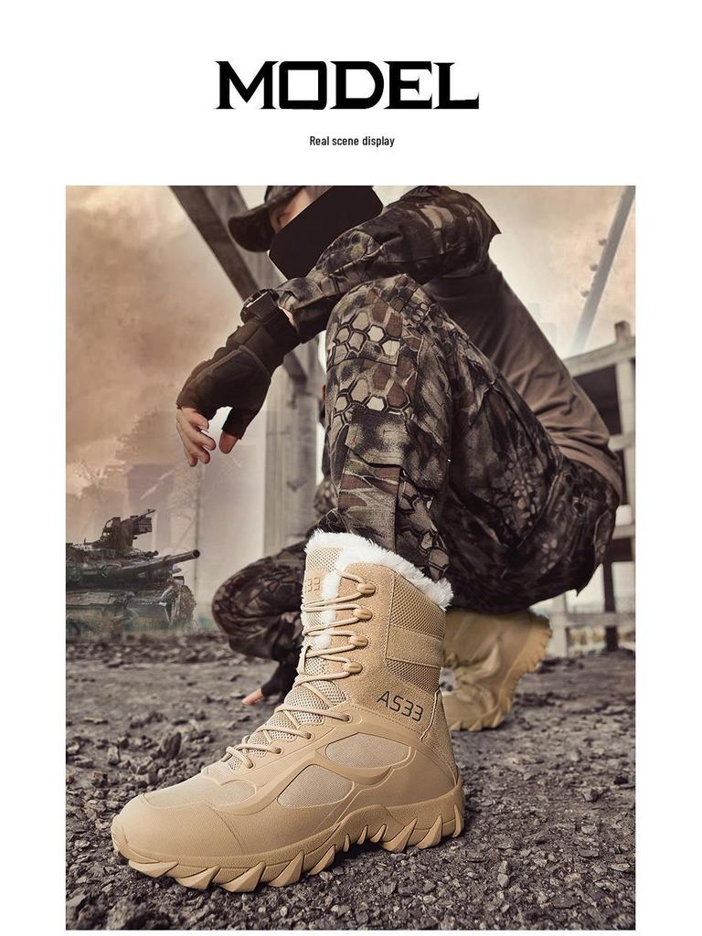 Men's Plus Size Fleece-Lined Winter Snow Boots - High-Top Warm Hiking Shoes with Thick Soles