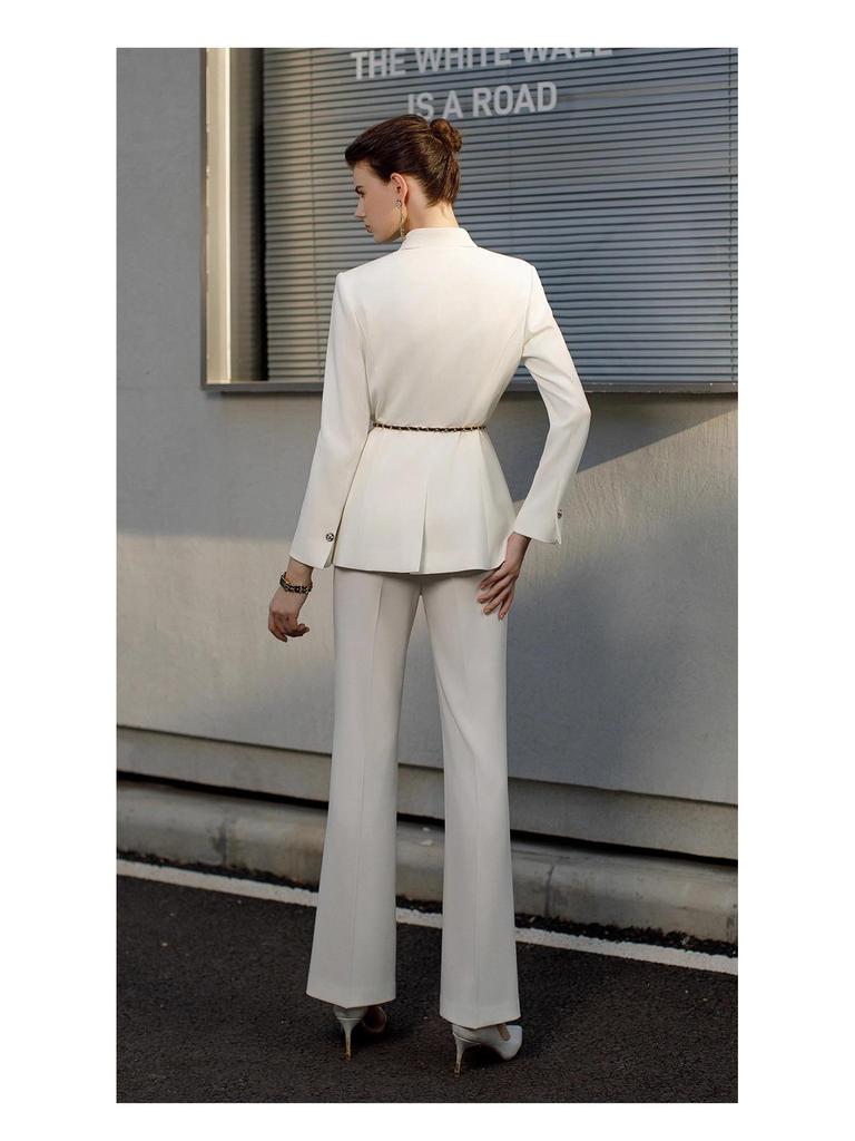 Women's High-End Formal White Suit with Micro-Flare Pants: Spring/Autumn Slim Fit