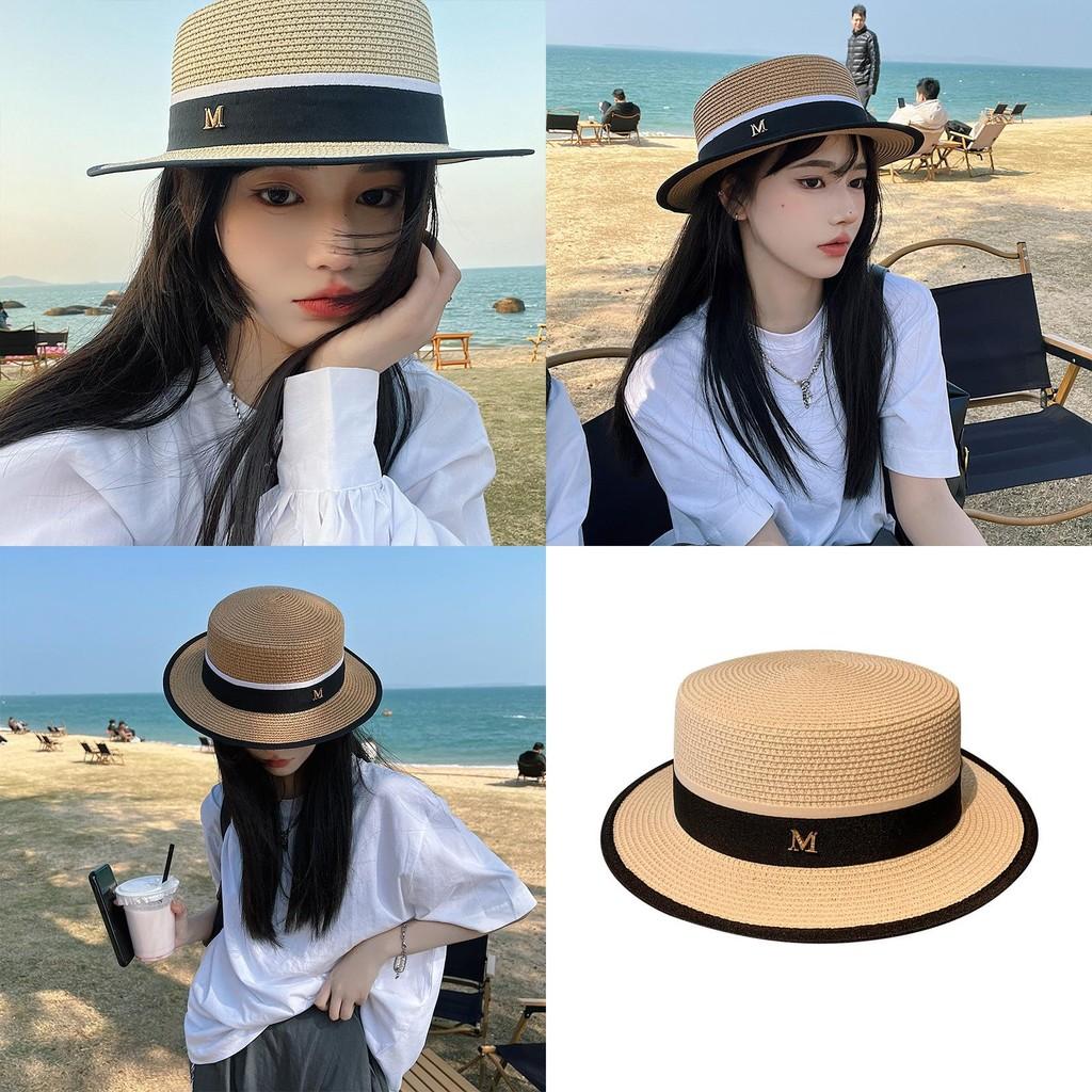 Beautifully Designed Womens Straw Hat For Summer With Sun Protection In White Beige And