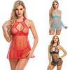 Women Sexy Lingerie Dress Babydoll Halter Underwired Open Back Sleepwear Nightwear with G-string