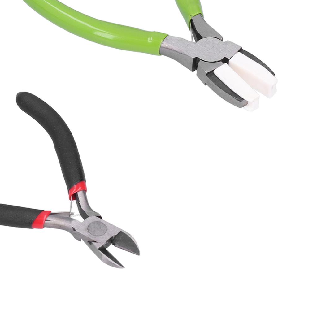 5Pcs Pliers Kit Diagonal Flat Nosed Bail Making Jewelry Pliers Hand Crimping Winding Tools