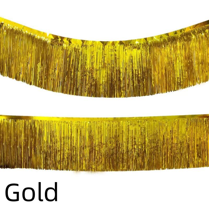 

2/1 упаковка фольгированной бахромы гирлянды металлической мишуры растяжки баннеры для парада поплавки день рождения свадьба рождественская вечеринка декор 2Pack золотой