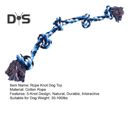 5-Knot Dog Rope Toy Heavy-Duty Dog Chew Rope Toy for Aggressive Chewer Interactive Dog Pull Cotton Rope for Tug of War Game