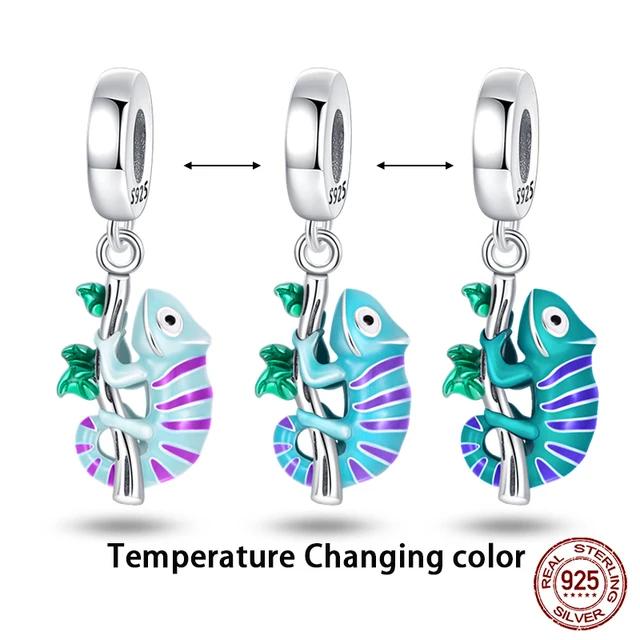 Copper Forest Chameleon Luminous Charm Pendant Beads Fit Pandora Original Bracelet For Women Fine Jewelry Making Gift