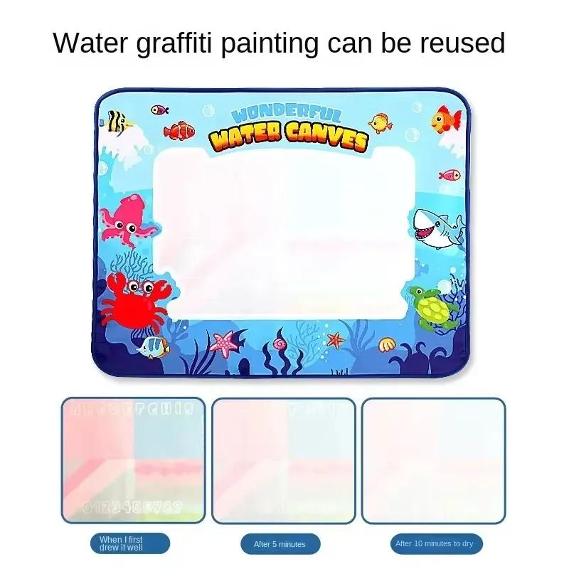150X100Cm Magic Water Canvas Graffiti Drawing Board Repeatedly Doodle Water Painting Carpet Reusable Drawing Mat Kids Toy Gift