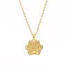 Fresh Sweet Cat Paw Pendant Necklace with Zircon Inlay, Stainless Steel Fashion Jewelry