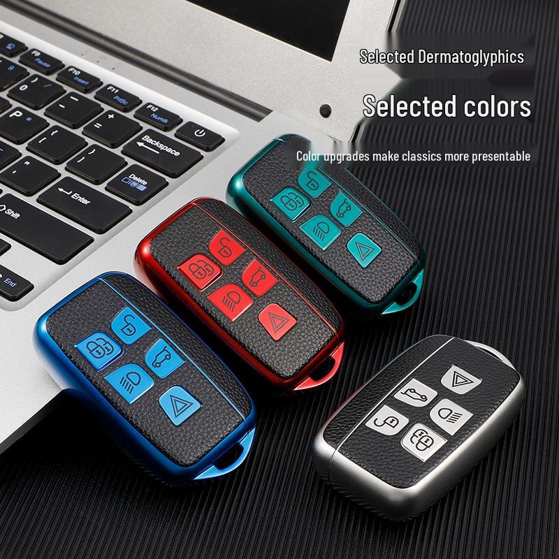 Compatible Leather Car Key Cases for Luhu, JB Range Rover Sport, Velar, Evoque, Discovery 4, and Divine Sport 5.