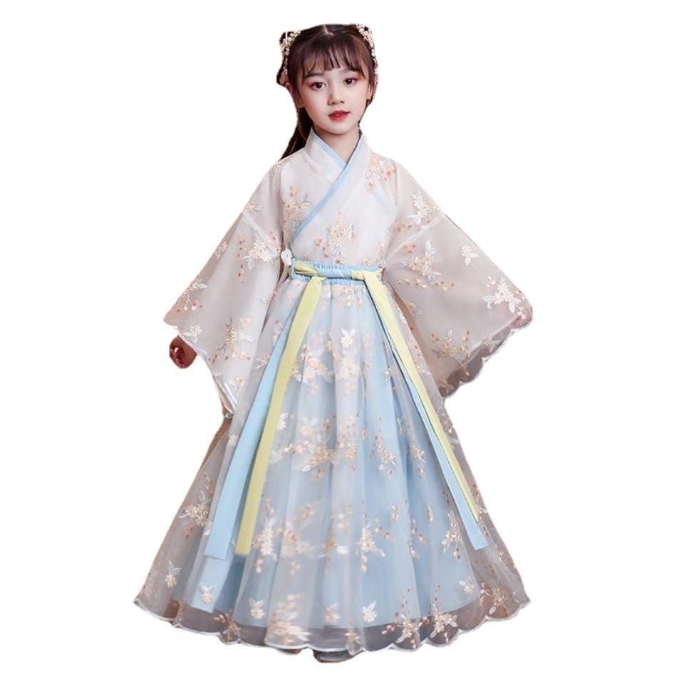Girls' Hanfu Dress: Super Fairy Princess Long Sleeve Chinese Style for Autumn/Winter