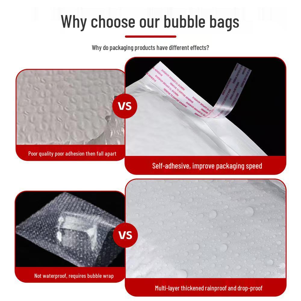 Pearlescent Waterproof Bubble Mailer - Shockproof Foam Padded & Self-Adhesive for Clothing
