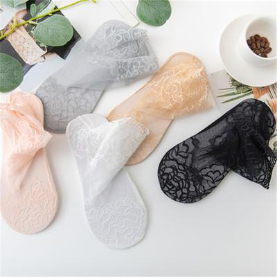 5 Paires de Chaussettes d'Été Fines en Dentelle de Couleur Unie pour Femmes