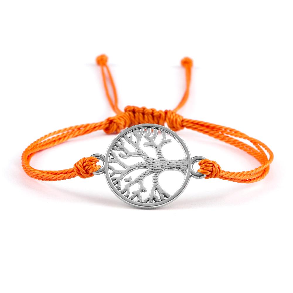 26Colors Wax Thread Braided Bracelets Charm Silver- Tree of Life String Bracelet Adjustable Bangles Friendship Gift Jewelry