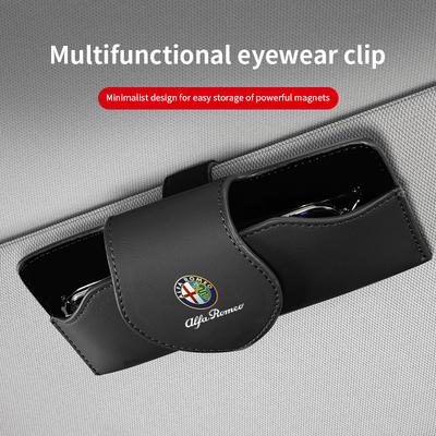Car Sun Visor Glasses Case For 4C 159 Spider Giulia Giulietta 156 Tonale Mito 147 Stelvio Auto Holder Sunglasses Clip