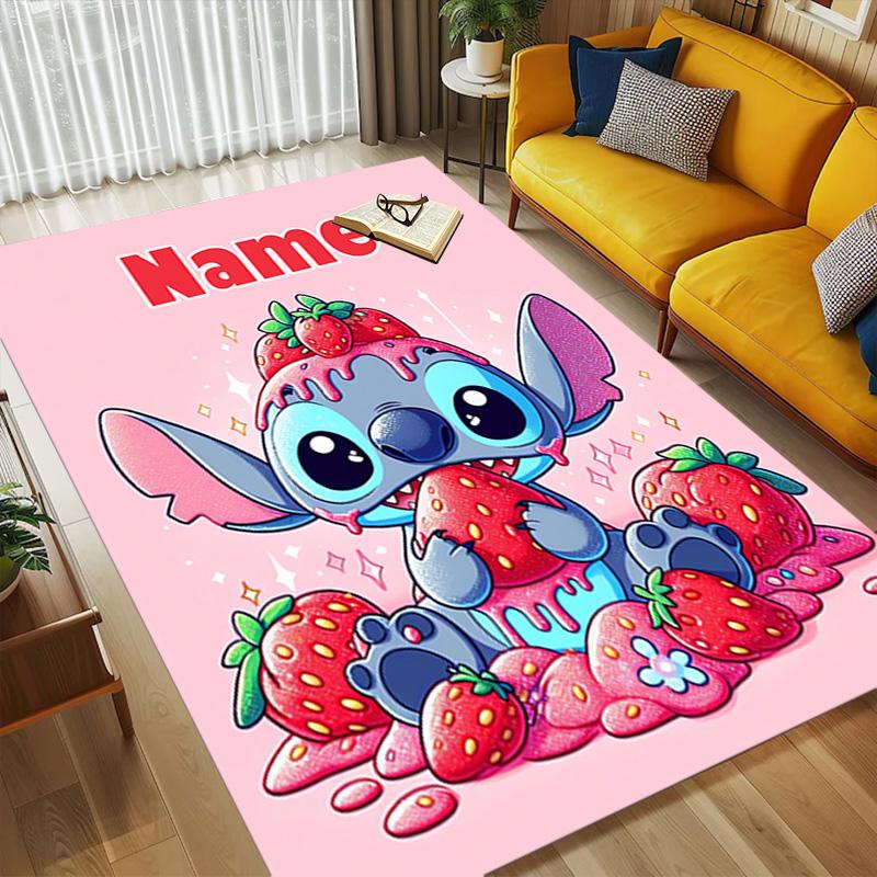 Personalized Name Halloween Stitch Living Room Non-Slip Area Rug Soft Carpet for Bedroom Kids Playroom Sofa Office Home Decor Doormat