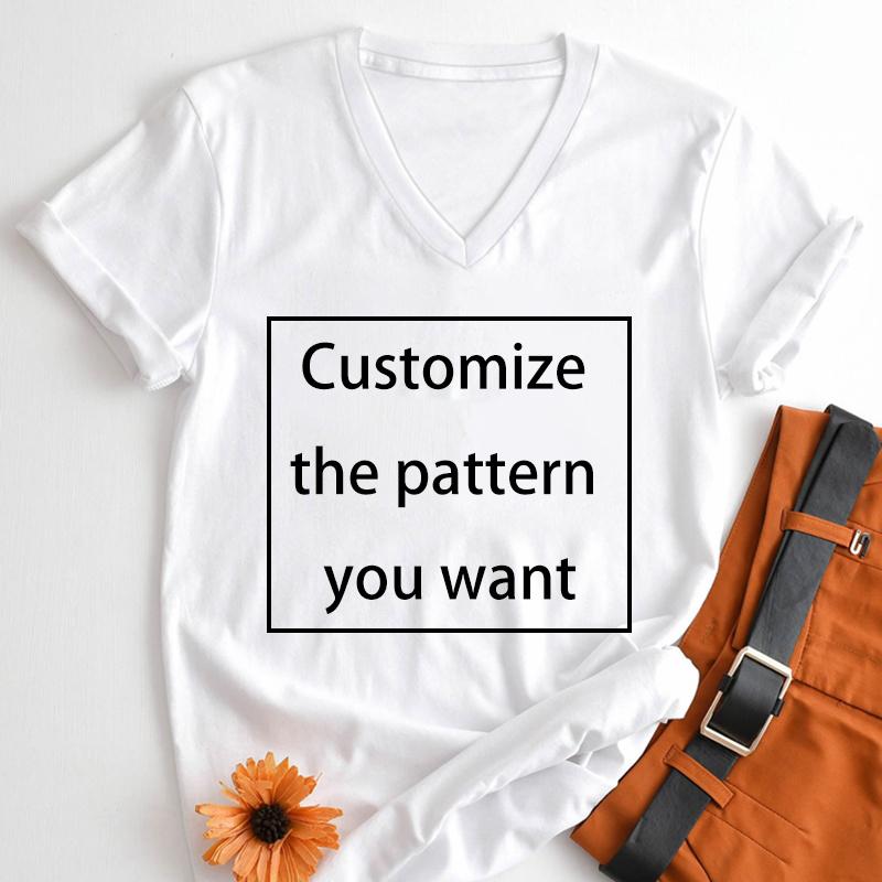 2024 Fashion Customized TShirts Women Men Harajuku Vneck Tshirt Summer Short Sleeve Tops Tees DIY Graphics Unisex Shirts
