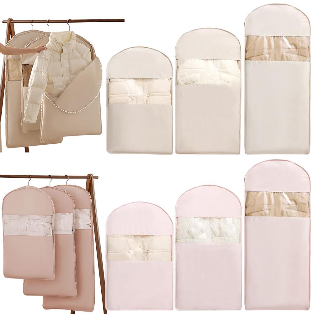 Clothes Hanging Dust Cover Wedding Dress Cover Suit Coat Storage Bag with Self Compression Zipper Space Saver Clothes Cover