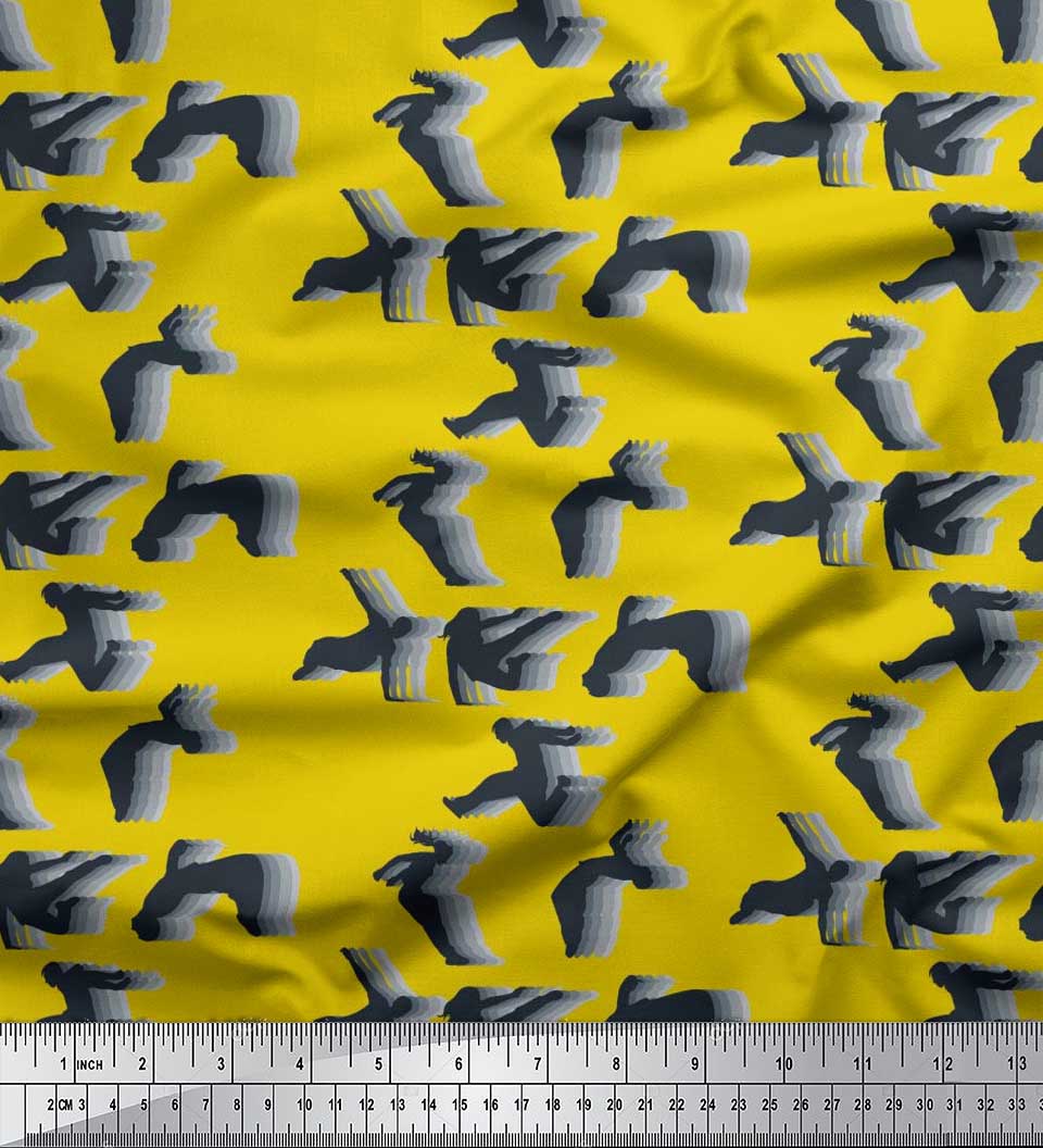 

Японська креп-сатин Soimoi Спортивна тканина для чоловіків і жінок зі спортивним принтом на метри 42 дюйма 42 Inch Wide - Poly Crepe жовтий