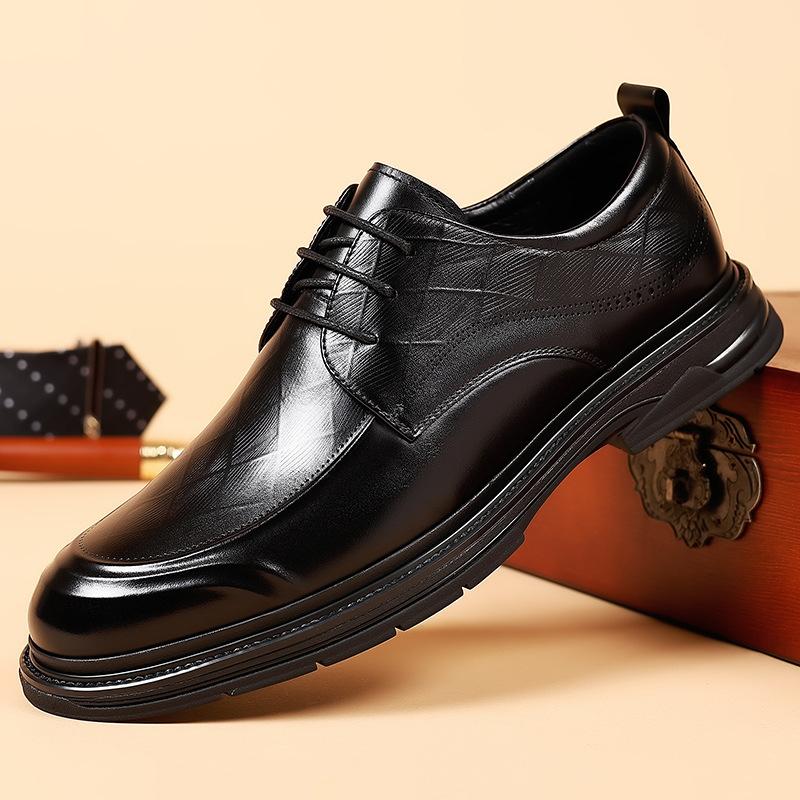 Leather Shoes Men's 2025 Autumn New Lace-up Formal Men's Shoes British Style Groom Wedding Shoes 2025