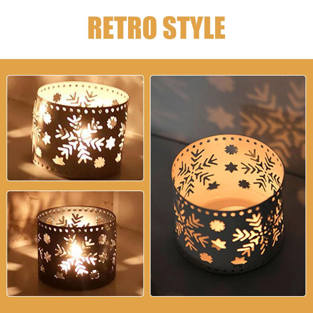 Shop Window Decoration Iron Holder Christmas Decorations Candlestick Hollow Holders Retro Style