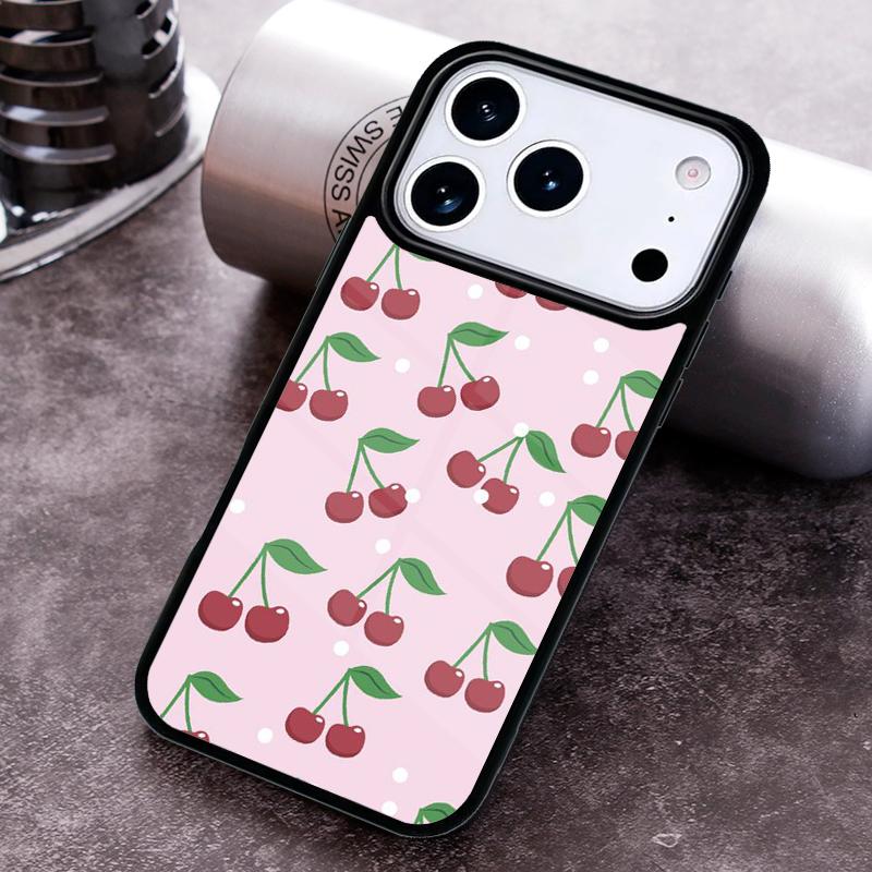 Rosa Kirschen Kirsch Erdbeer Handyhülle für iPhone 17 16 15 Pro Max Air 14 13 12 11 Plus Stoßfeste Capa Abdeckung