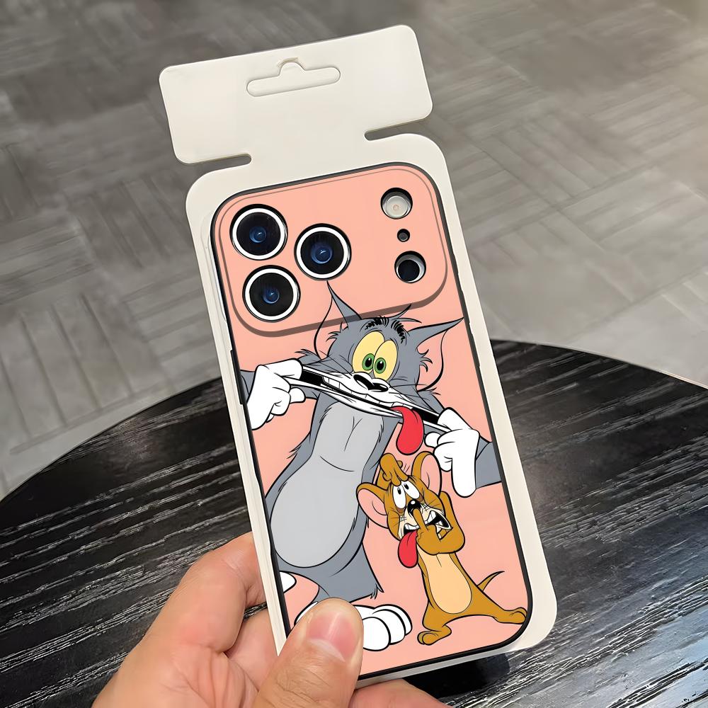 AniME-T-Tom And J-Jerry Kawaii Phone Case For IPhone 17 Air 16 E Pro Max 15 14 13 Mini 12 Pro 11 Max Plus Black Soft Shell