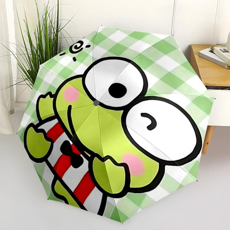 

1pc Keroppi Frog Umbrella - Automatic Opening/Closing, Portable 3-Fold Design, 8-Bone Iron Frame, Outdoor, Festival Gift for Fans, Travelers, Daily Us