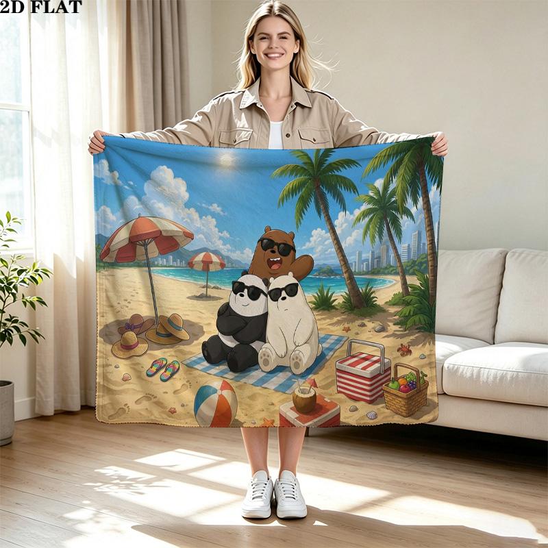 We Bare Bears Print Flannel Blanket High Quality Warm Comfortable Cover for All Seasons Perfect for Gifts Home Decor