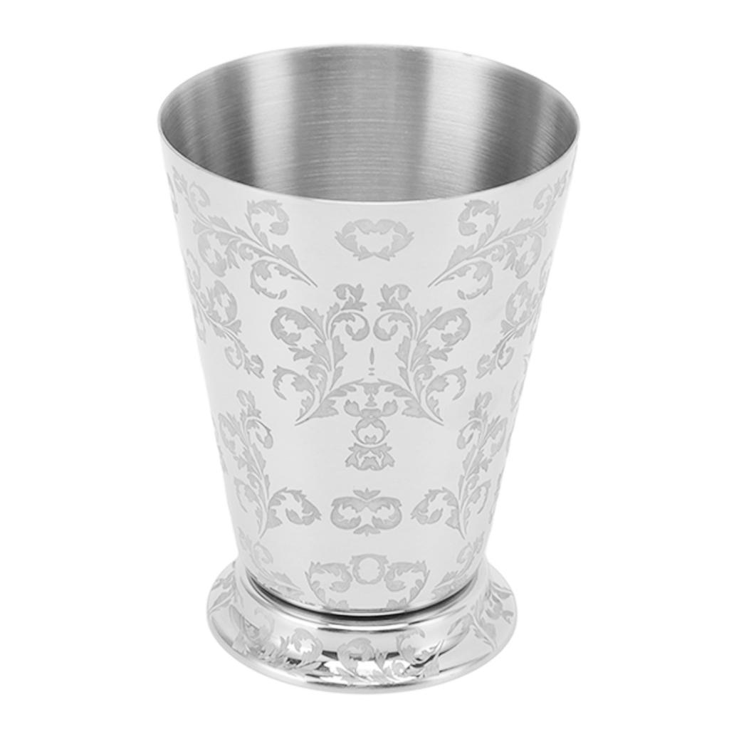 Cocktail Drinking Cup 304 Stainless Steel Silver Finish Moscow Mule Mug for Bars Home Leaf Pattern Carving
