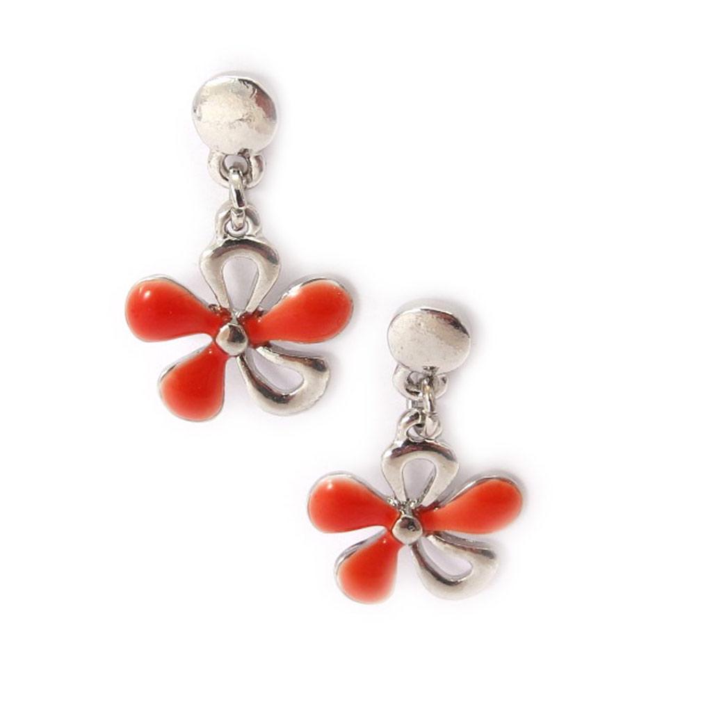 Les Trésors De Lily [J9008] - Designer 'Flora' Orange Earrings