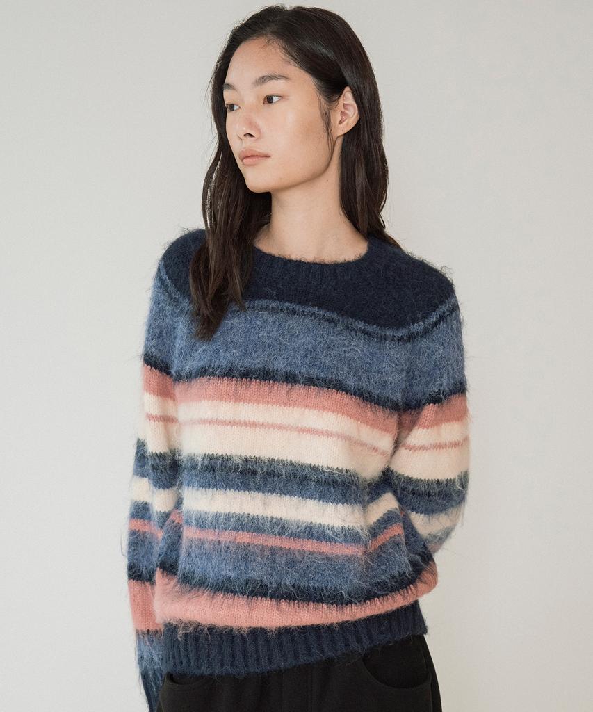 Banwonateullie Kn4276 Gradient Stripe Knit_Navy