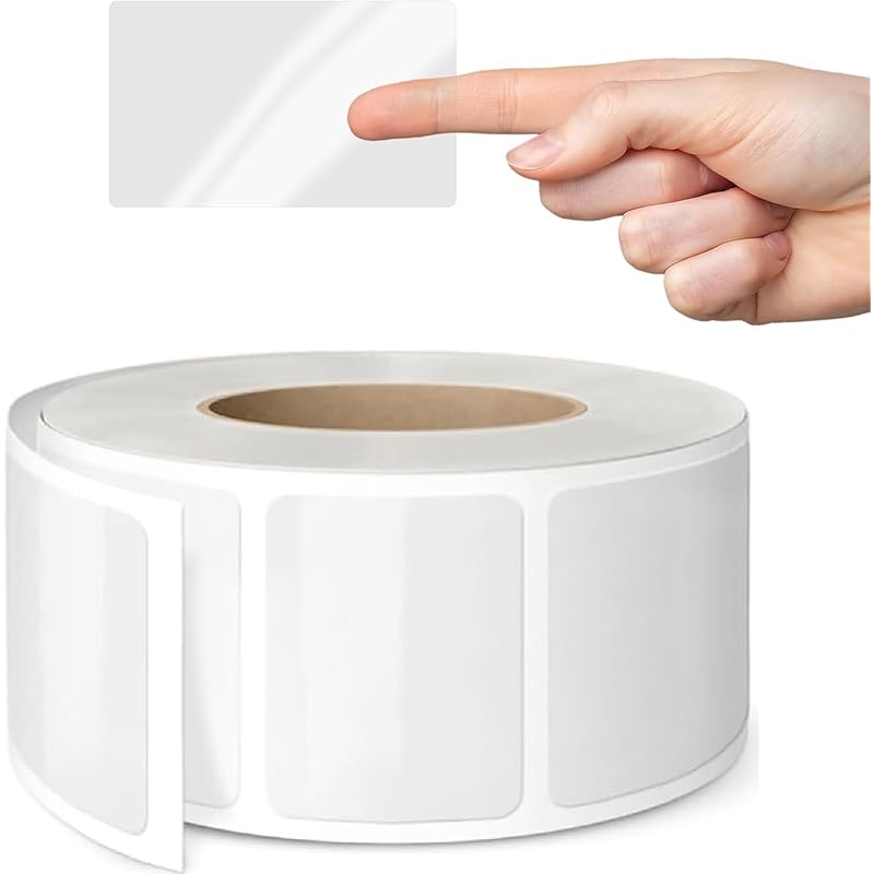 True-Ally 1"" X 2"" Crystal Clear Transparent Label Stickers 50X25Mm - Protective Label Covers For Barcodes And Addresse