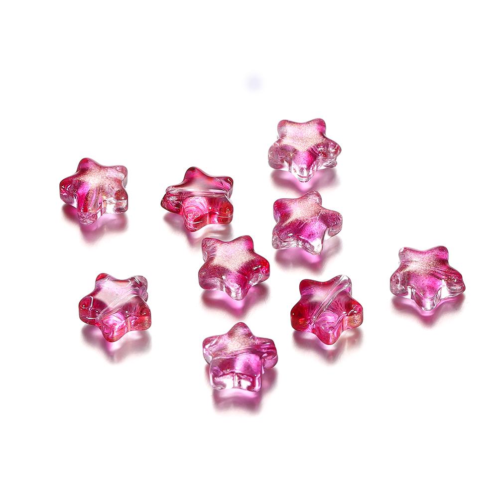 30pcs 8mm Colorful Five-pointed Star Glass Beads Loose Spacer Beads for DIY Handmade Jewelry Making Bracelet Accessories