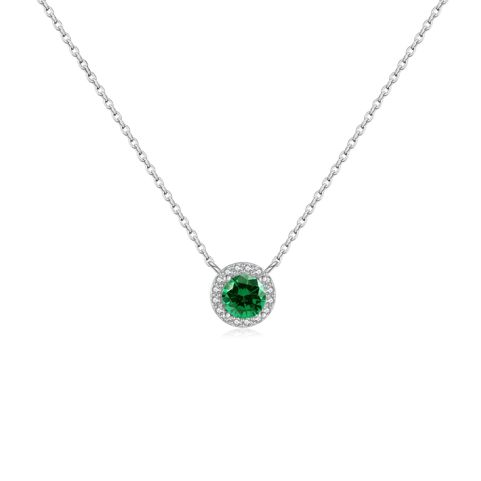 

VEWANT 925 Silver Green Zircon CZ Round Pendant Women Necklace Long Chain Fine Luxury Party Jewellry серебряный