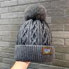 Winter wool knitted warm plush thickened inner white ear hat fashion versatile cold hat travel hat women