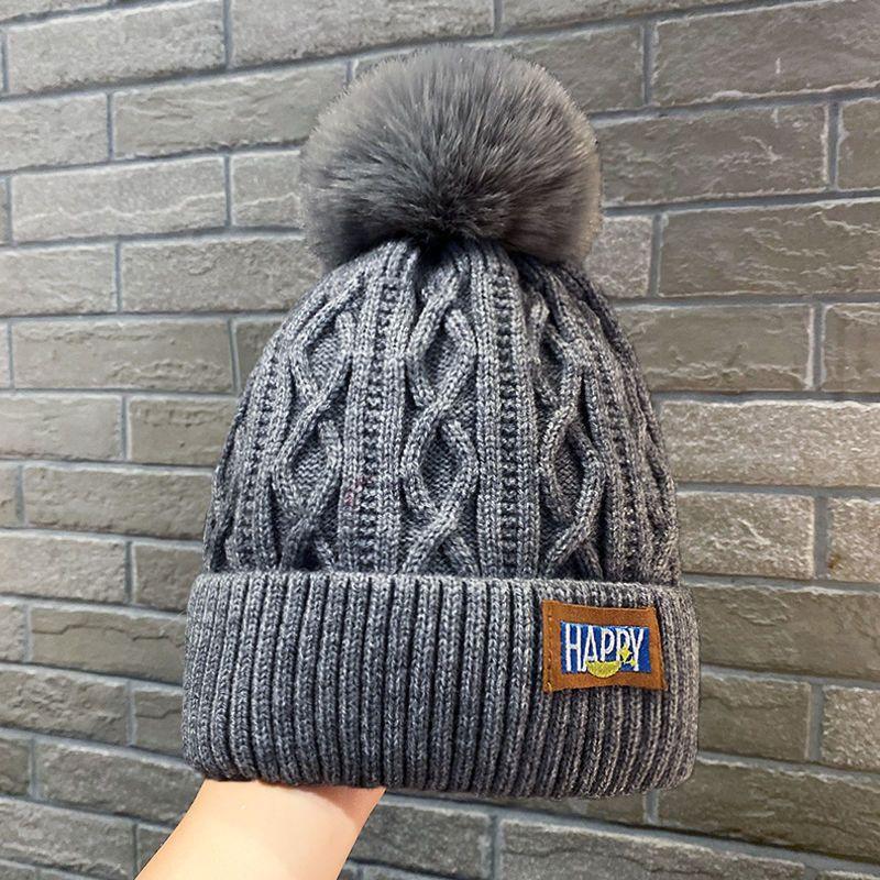 Winter wool knitted warm plush thickened inner white ear hat fashion versatile cold hat travel hat women