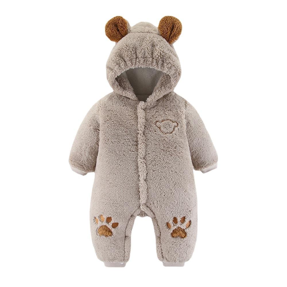 Winter Baby Strampler mit Ohren Verdicken Baumwolle Neugeborenen Body Kapuzen Baby Mädchen Kleidung Cartoon Jungen Jumpsuit 0-24 Monate