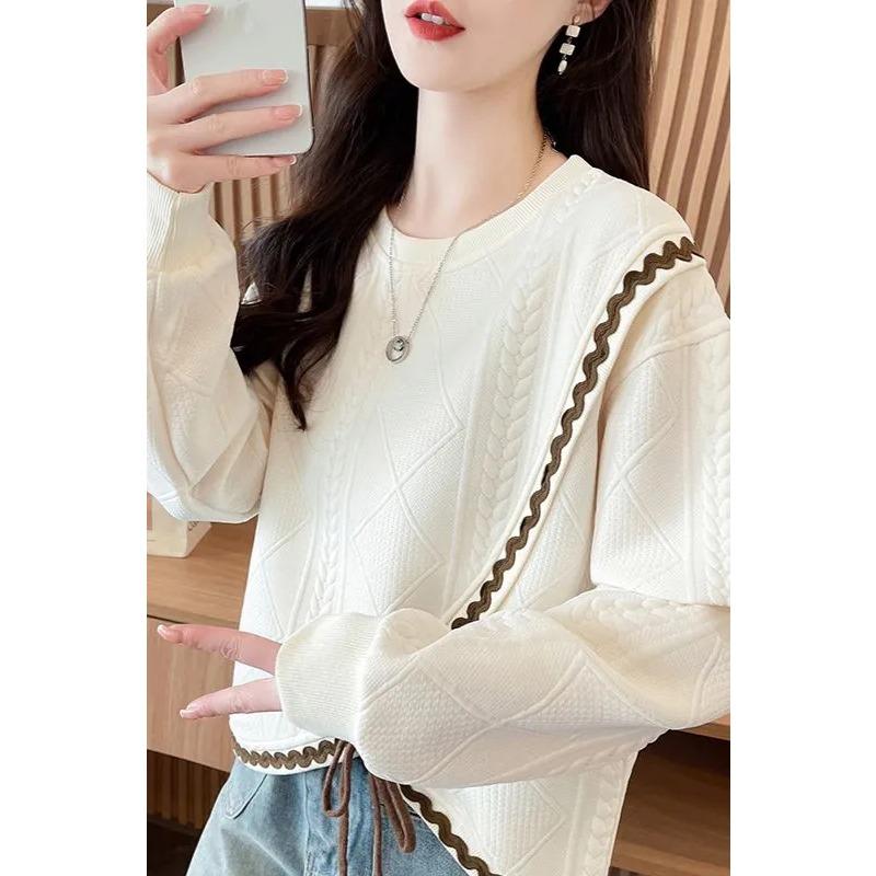 Fashionable Women's Short Sweatshirt New Autumn Korean Style Irregular Design Loose Thin Top